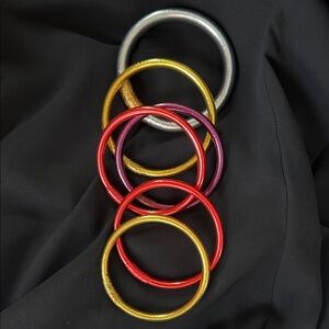 Vibrant Red and Gold Bangle Set